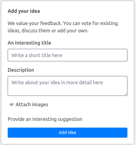 Add Idea page