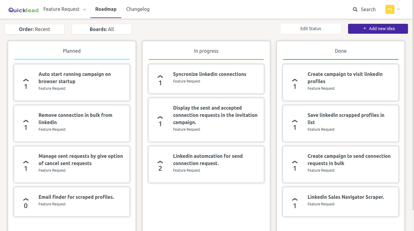 Roadmap page